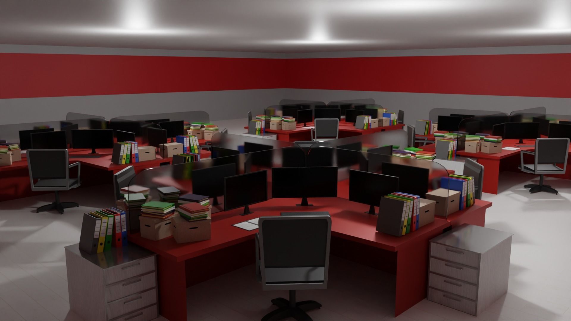 Office Space Interior Low-poly 3D model_2