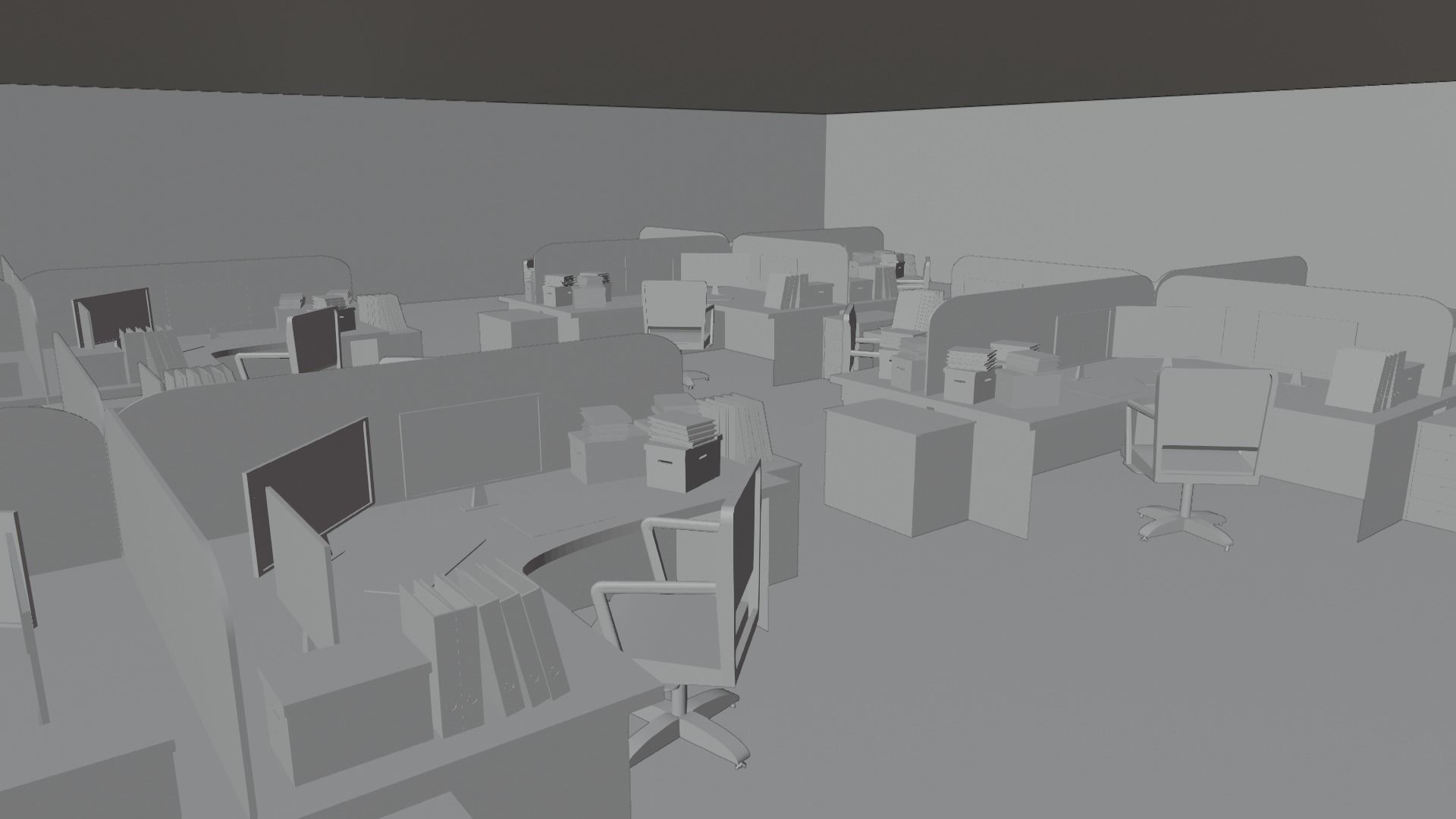 Office Space Interior Low-poly 3D model_6