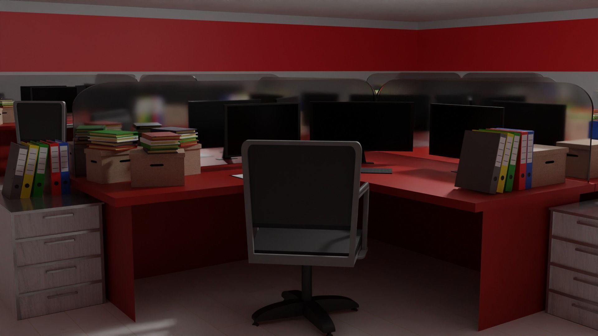 Office Space Interior Low-poly 3D model_1