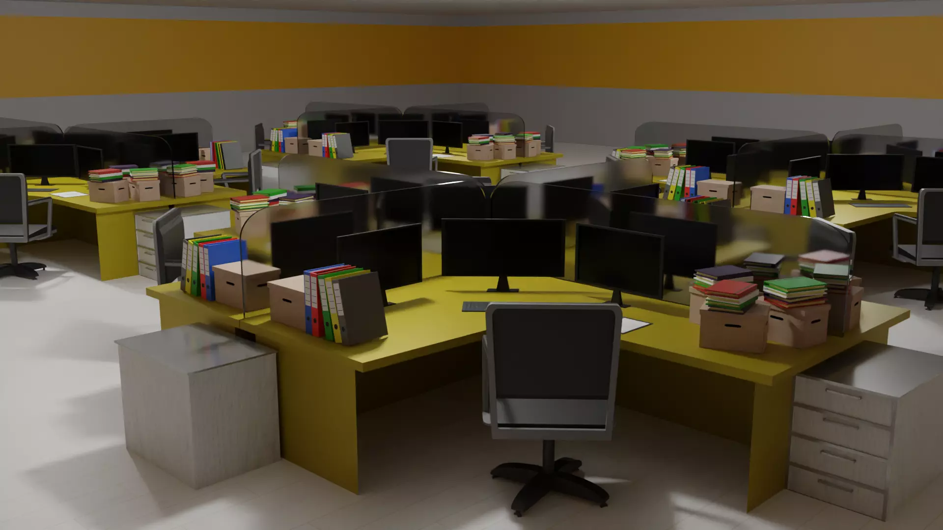 Office Space Interior Low-poly 3D model