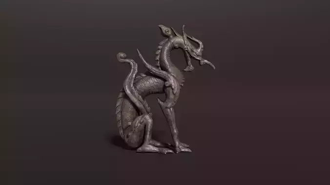 3D Antique Chinese Dragon Statue Carved