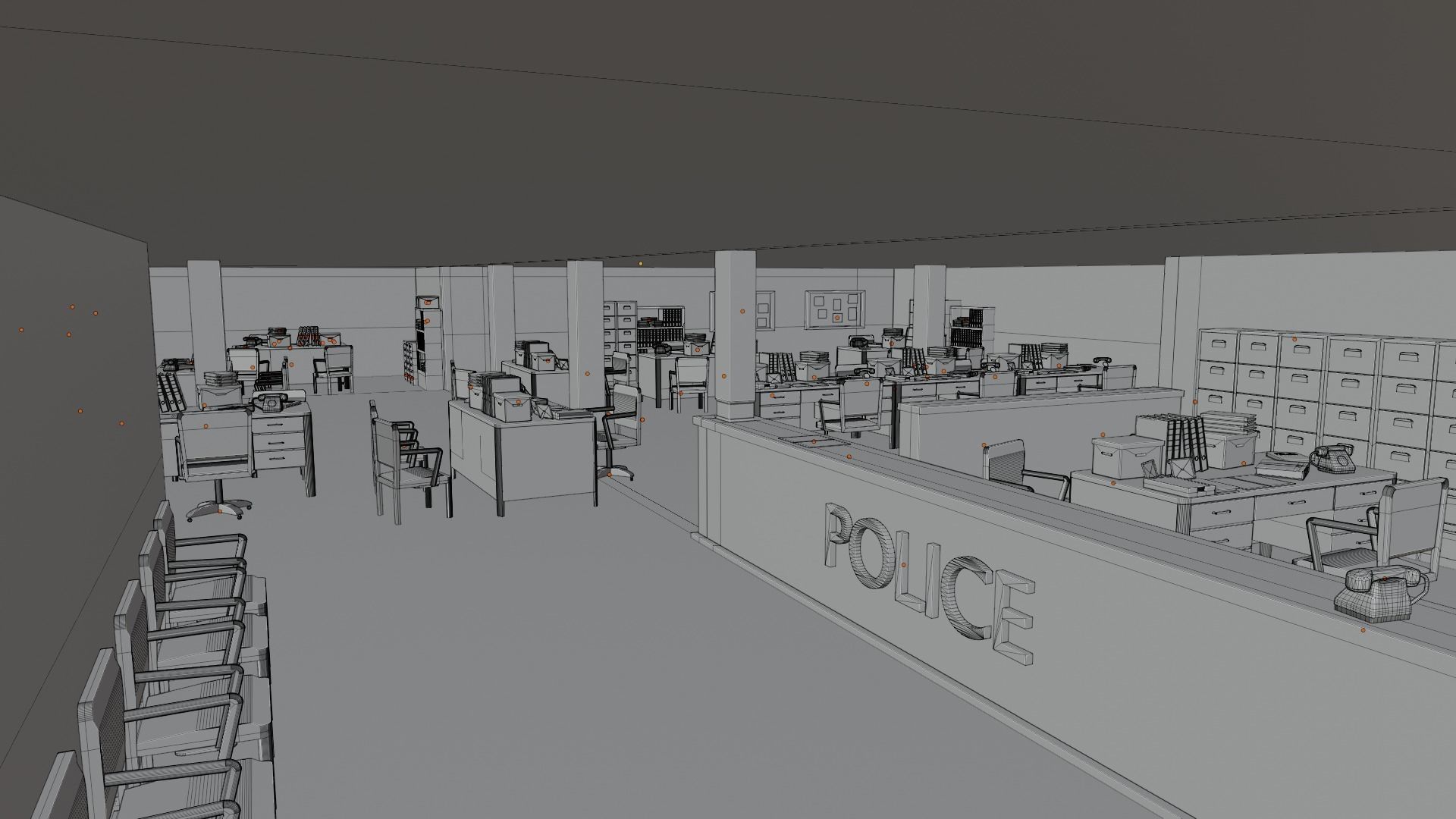 Police Station Low-poly 3D model_7