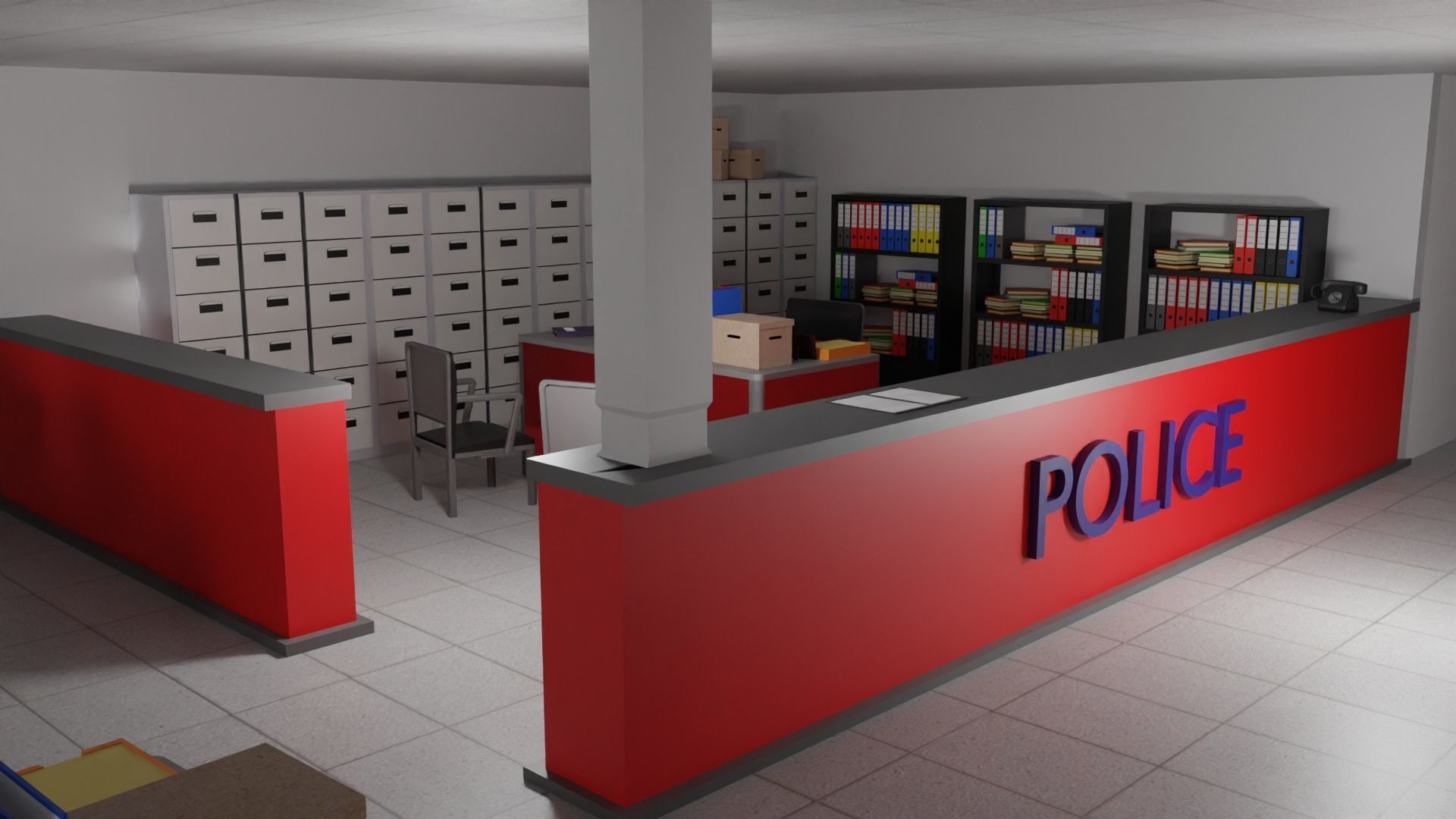 Police Station Low-poly 3D model_1