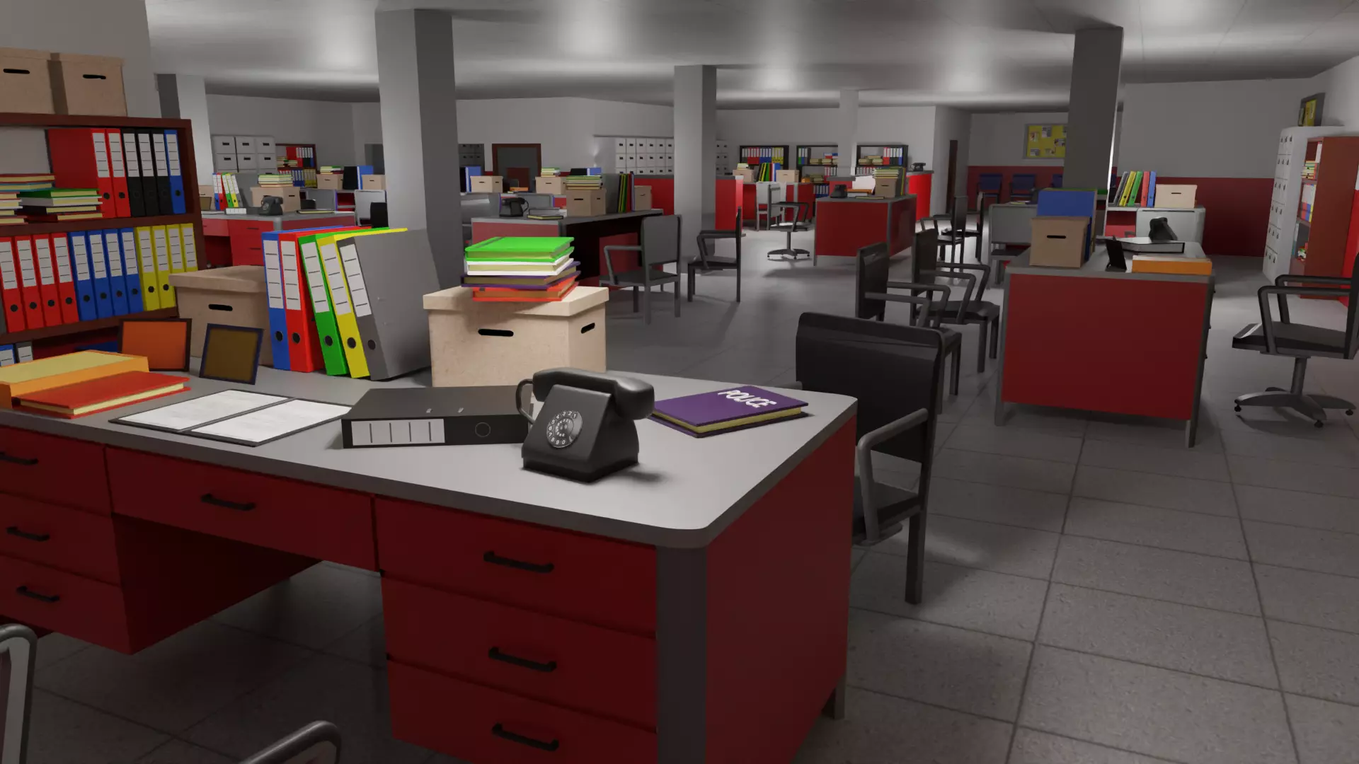 Police Station Low-poly 3D model_0