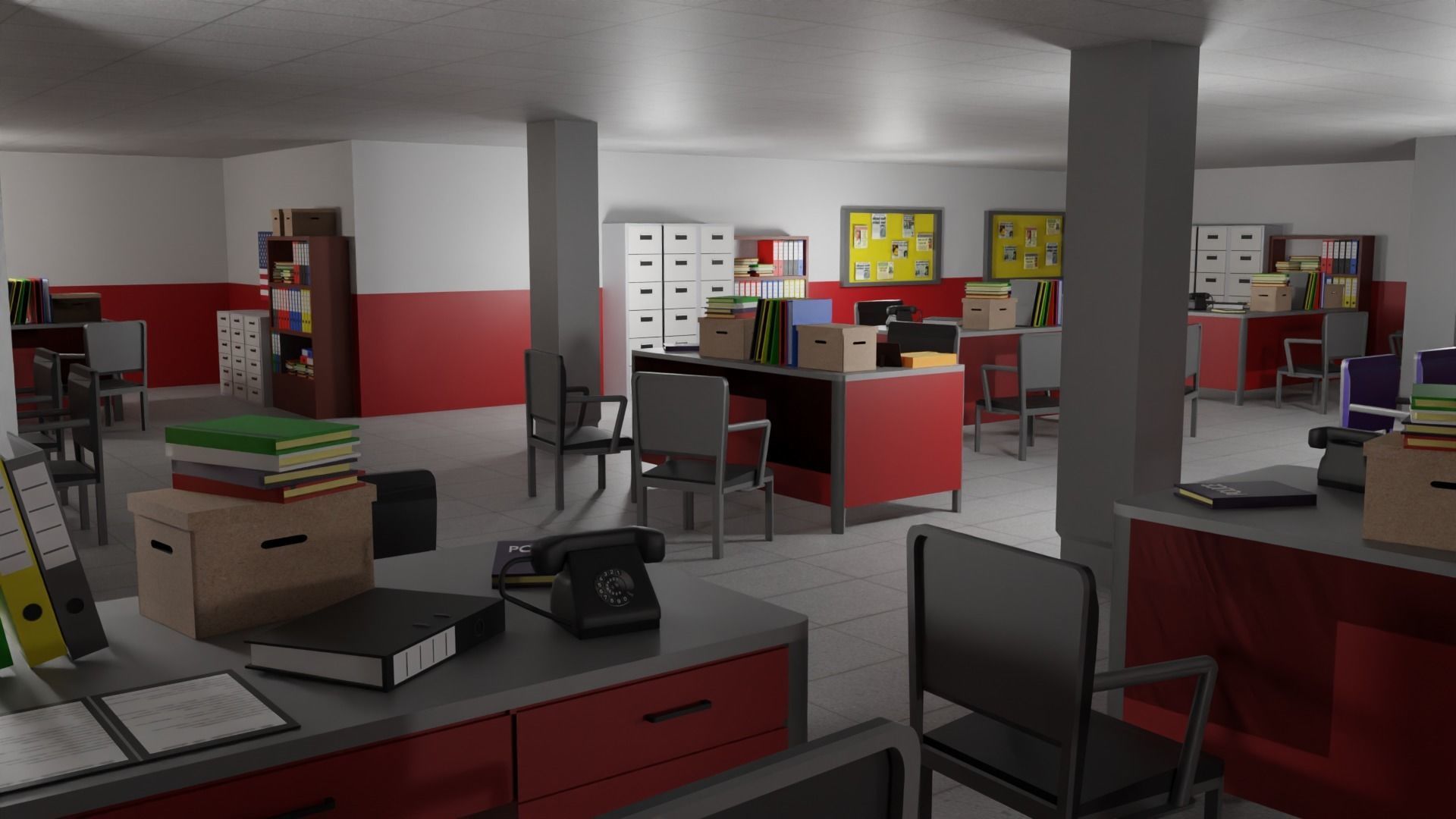 Police Station Low-poly 3D model_5