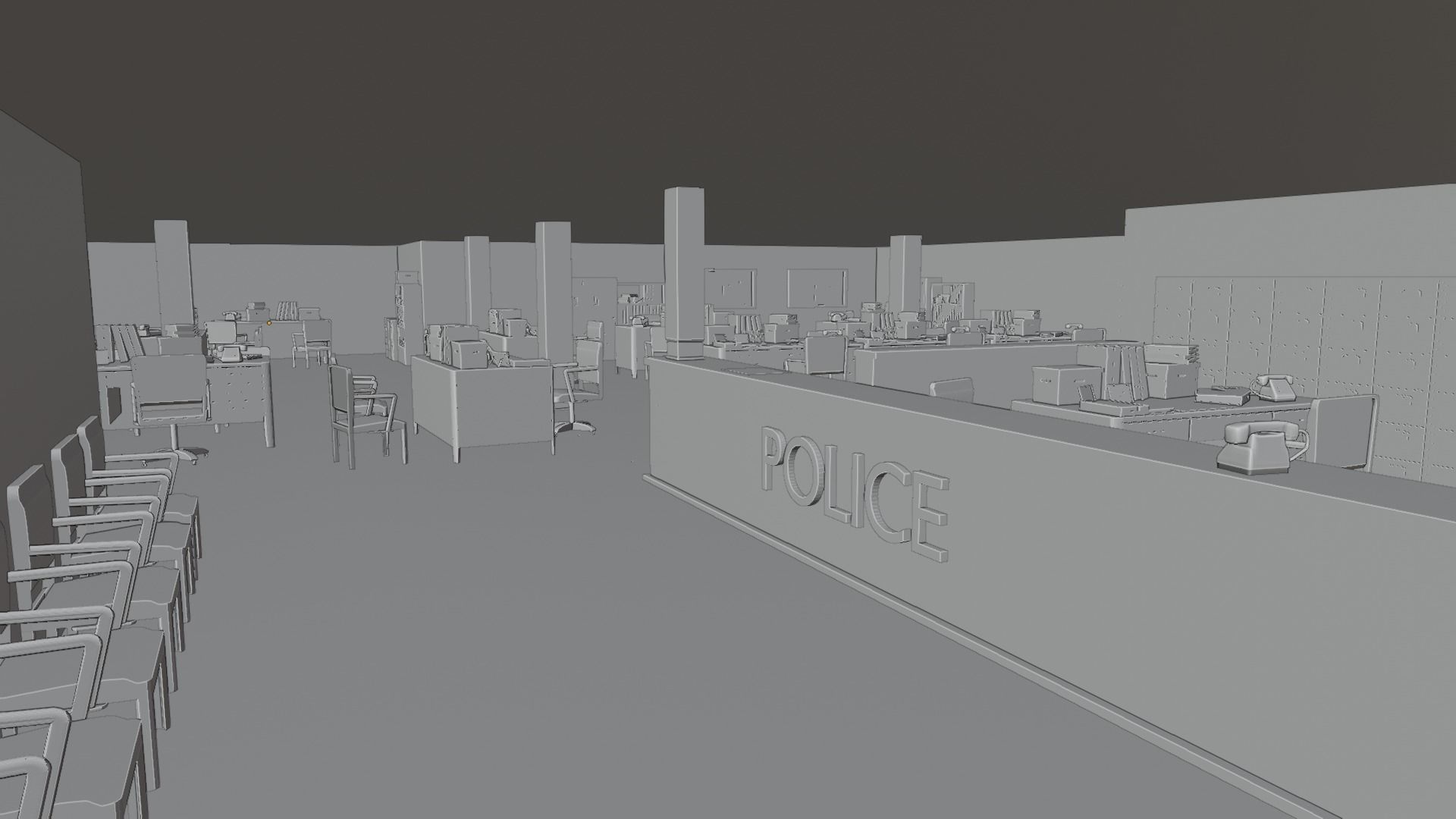 Police Station Low-poly 3D model_6