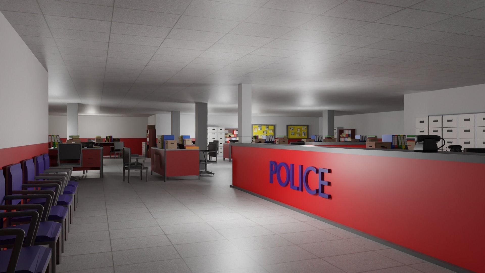 Police Station Low-poly 3D model_2