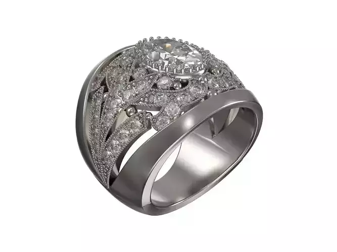 Gold ring with oval central brilliant