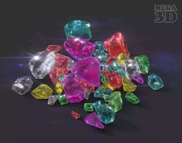 Multiple Color Crystal Gemstone Pack 220705 Low-poly 3D model