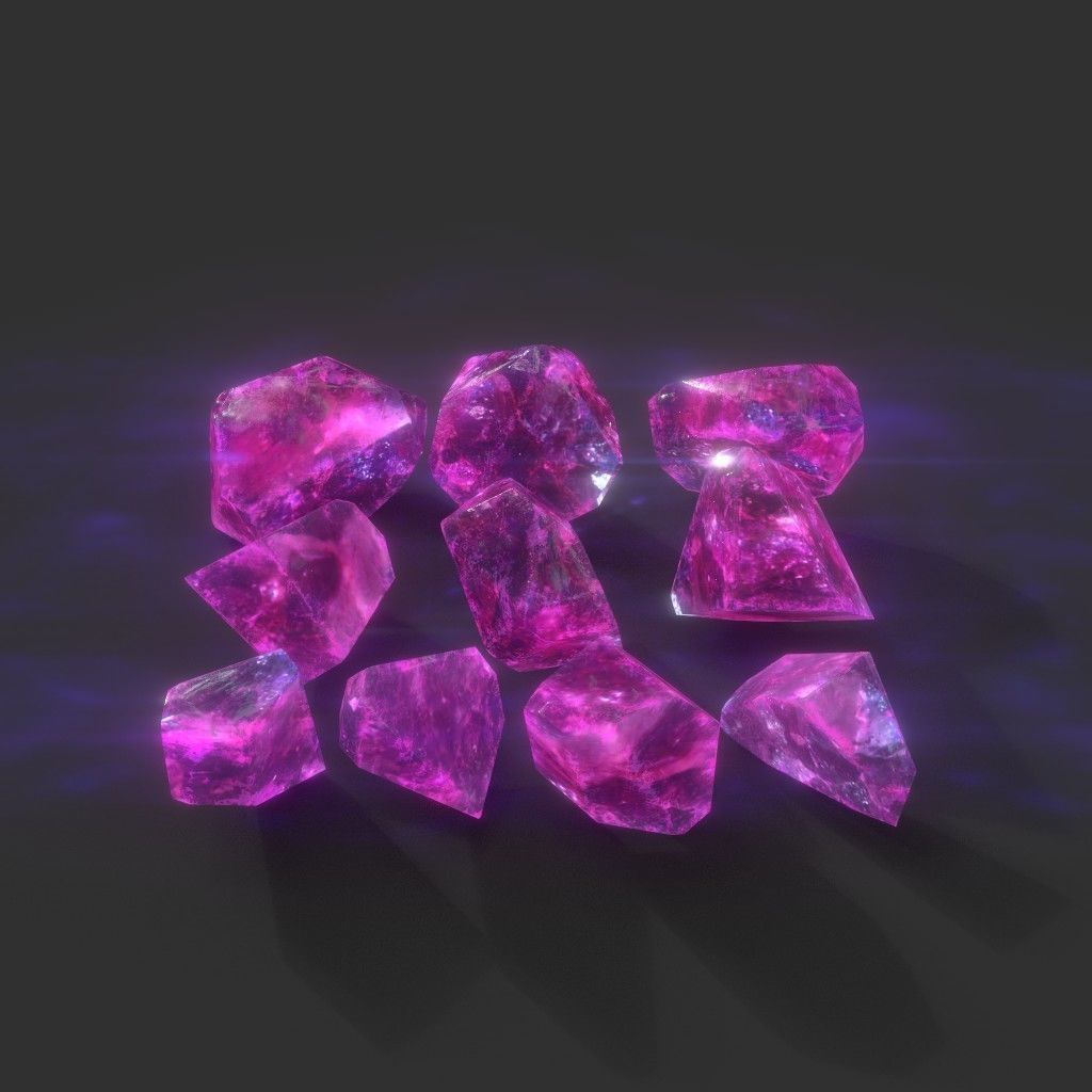 Multiple Color Crystal Gemstone Pack 220705 Low-poly 3D model_7