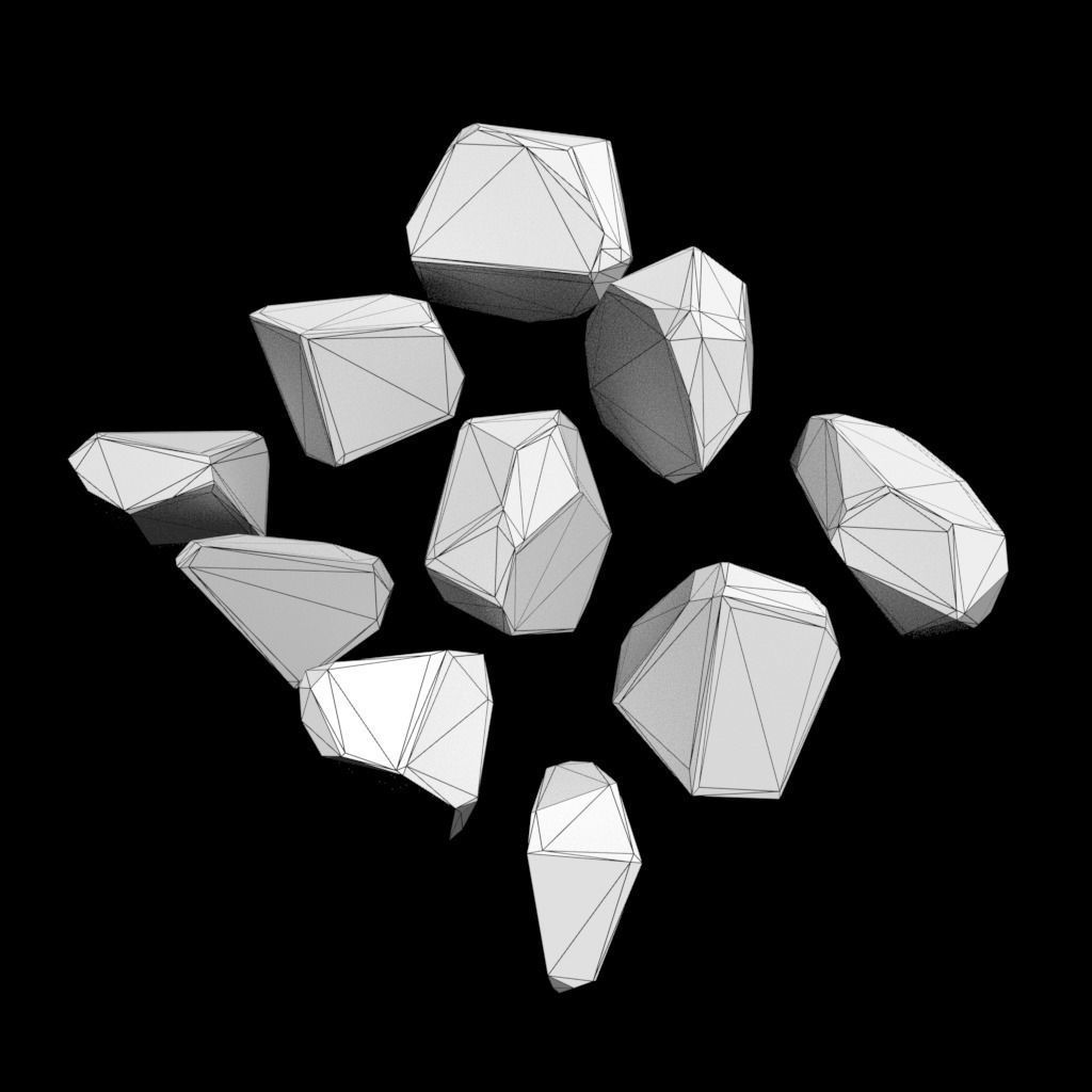 Multiple Color Crystal Gemstone Pack 220705 Low-poly 3D model_12