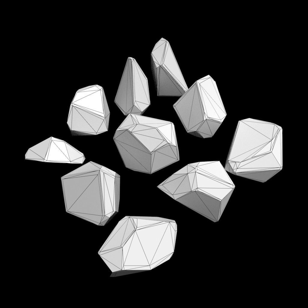 Multiple Color Crystal Gemstone Pack 220705 Low-poly 3D model_13
