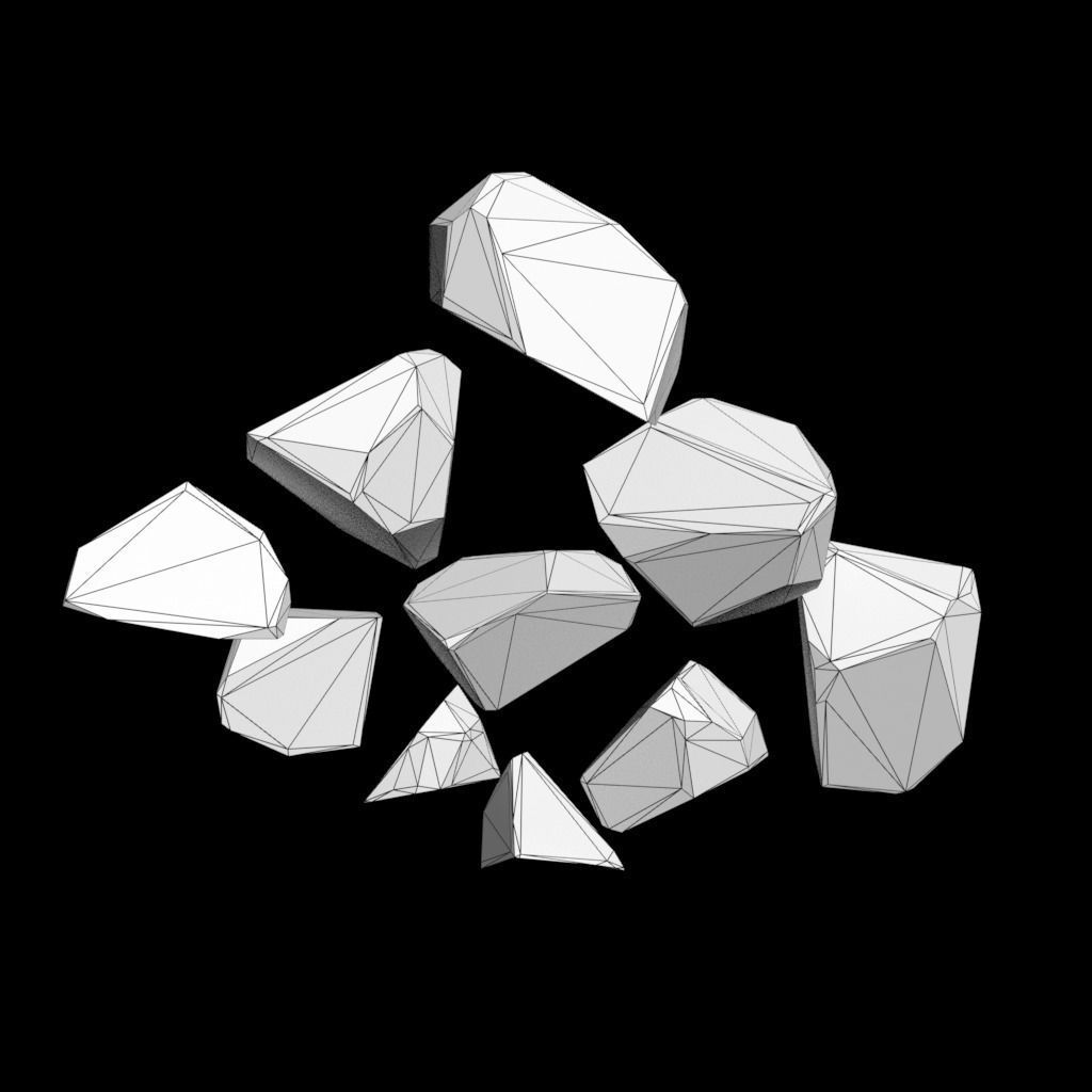 Multiple Color Crystal Gemstone Pack 220705 Low-poly 3D model_14