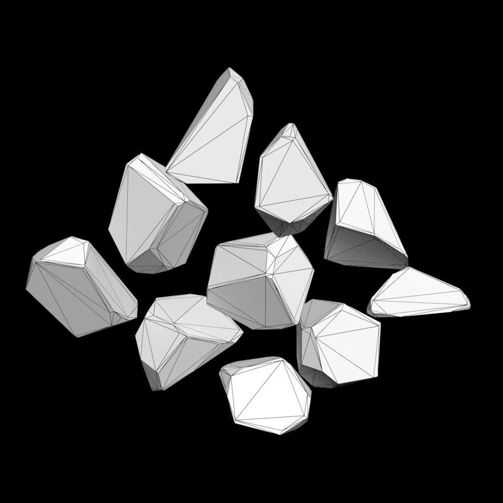 Multiple Color Crystal Gemstone Pack 220705 Low-poly 3D model_15