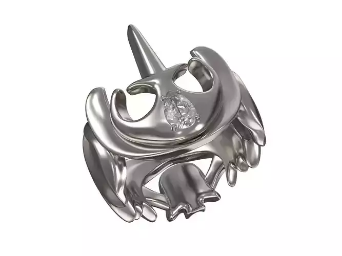 Skull plastic gold ring with diamond