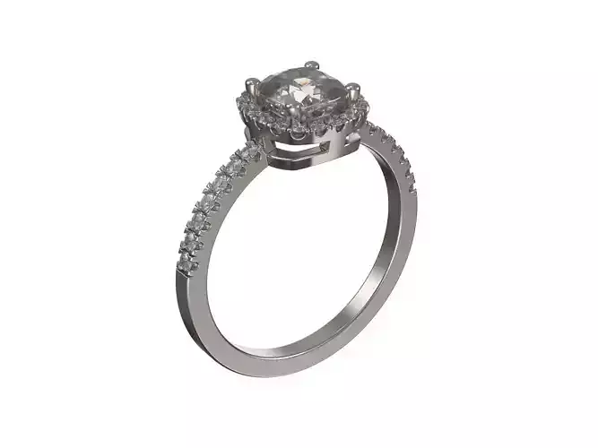 Engagement gold ring with radiant diamond