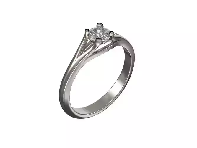 Engagement ring with central round diamond