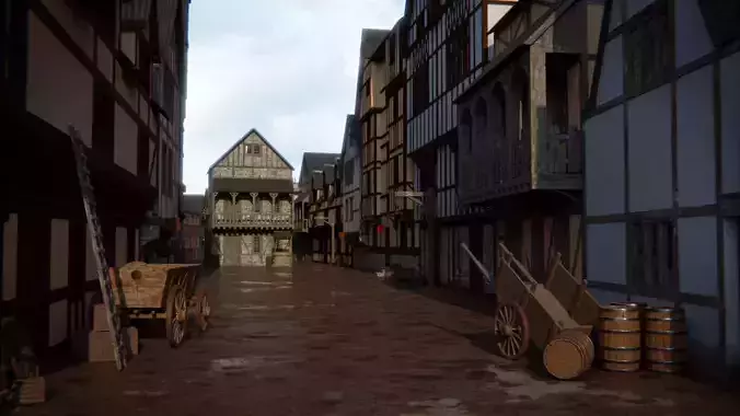 Medieval Street 3d Scene
