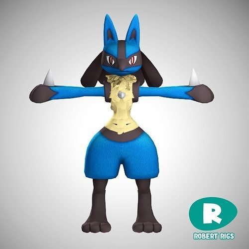 Rigged Lucario Pokemon Low-poly 3D model