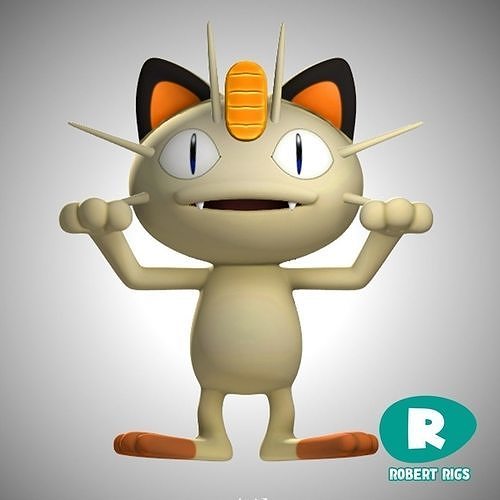 Meowth Pokemon Rigged  Low-poly 3D model