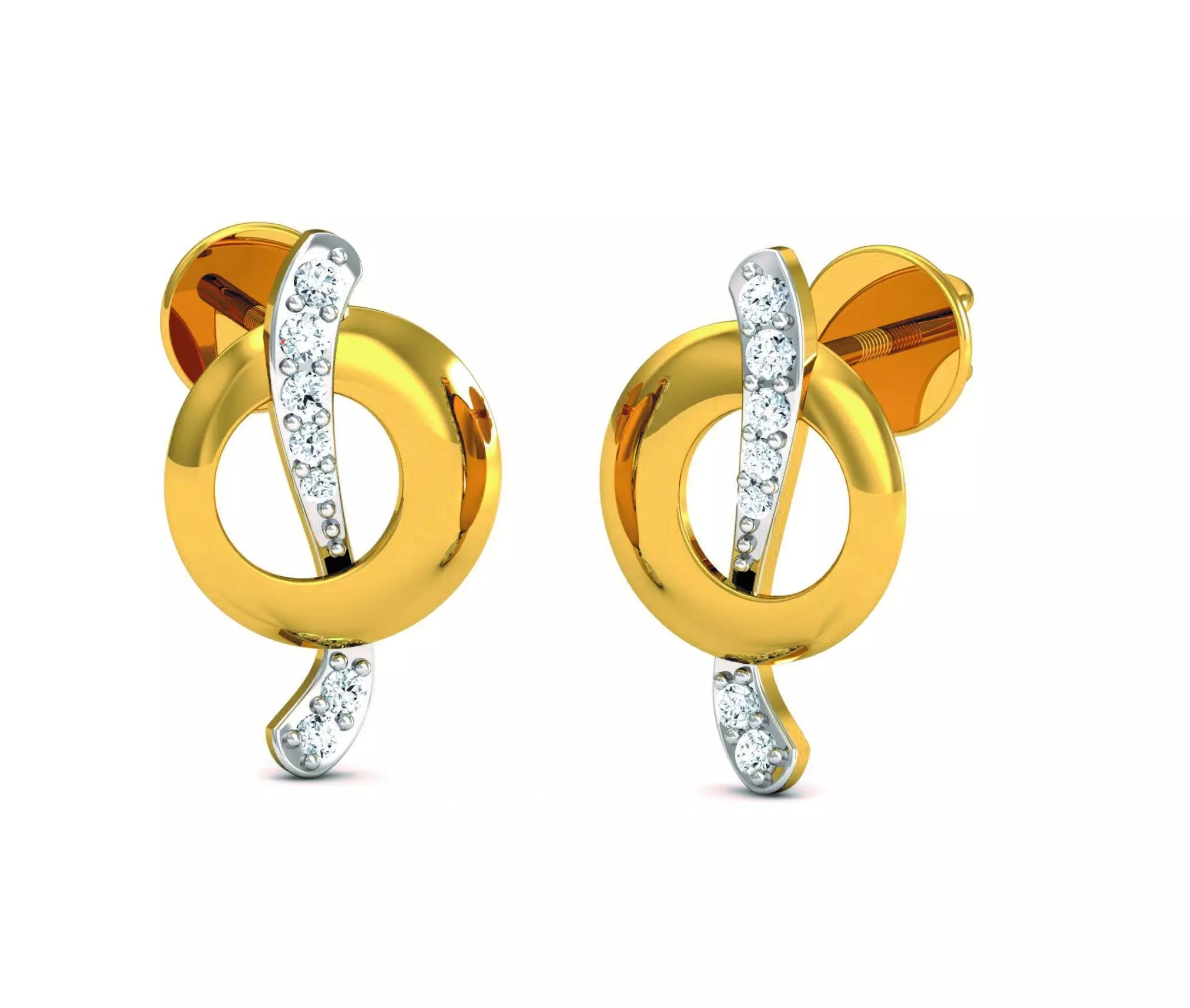 Solitaire Earrings 3DM STL OBJ FBX Render Details 3D print model_0