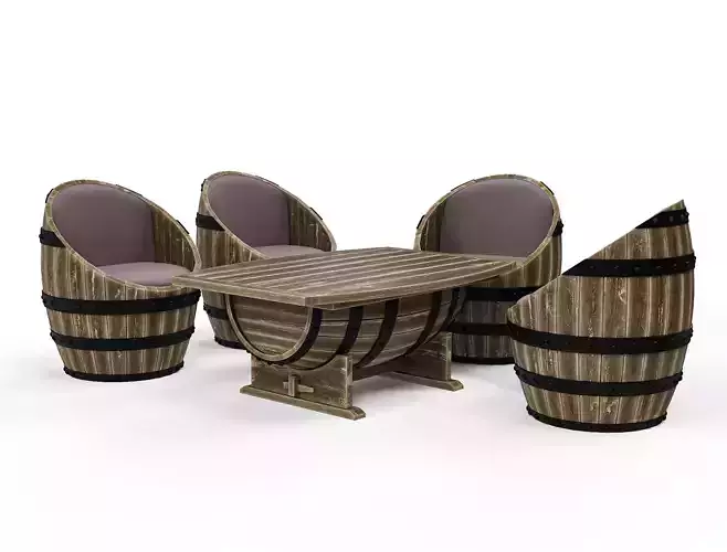 Wine Barrel Chair and Table