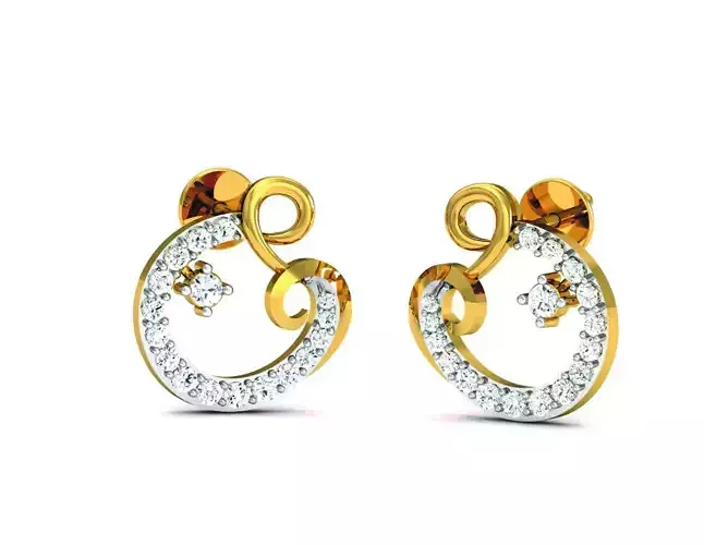 Solitaire Earrings 3DM STL OBJ FBX Render Details