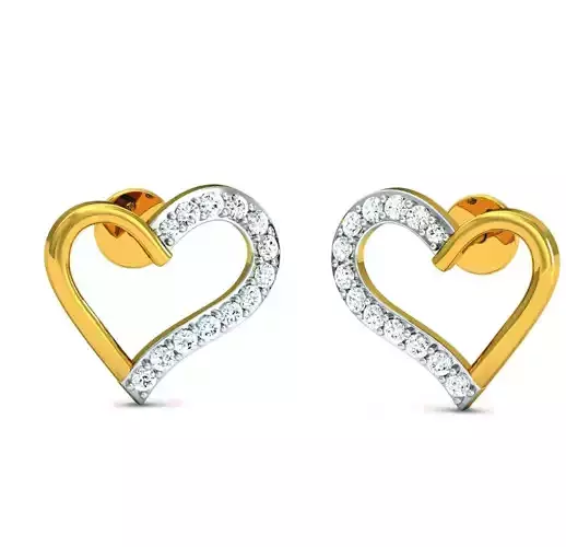 Solitaire Heart Earrings 3DM STL OBJ FBX Render Details