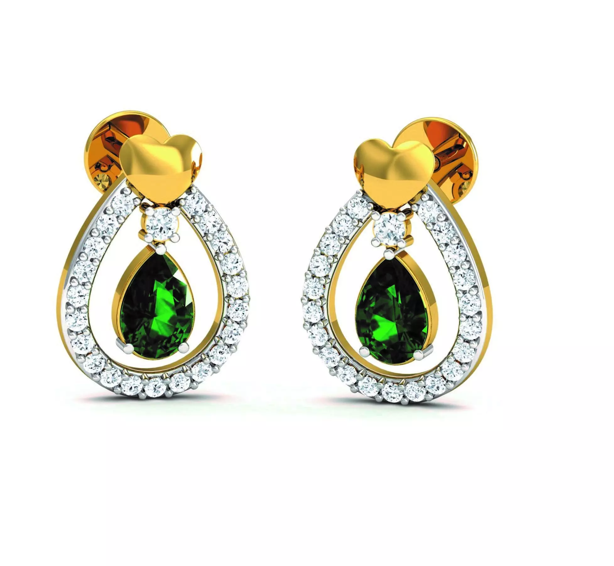 Solitaire Pear Diamond Earrings 3DM STL OBJ FBX Render Details 3D print model