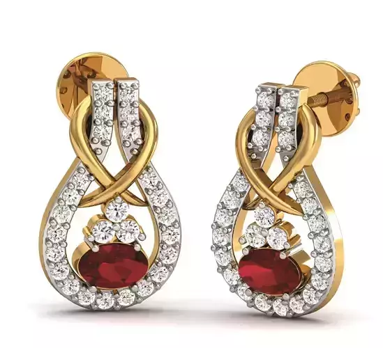 Solitaire Oval Diamond Earrings 3DM STL OBJ FBX Render Details 3D print model