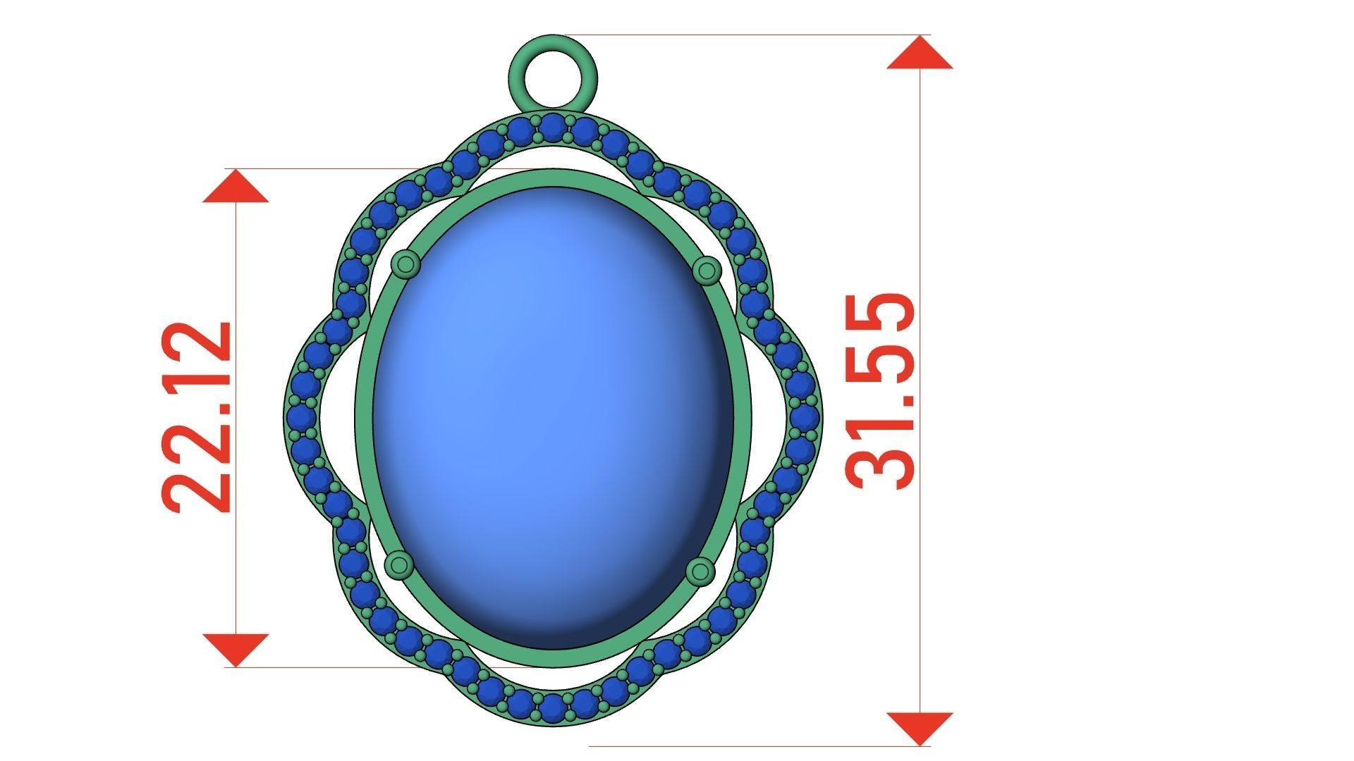 Cabochon Pendant 3D print model_2