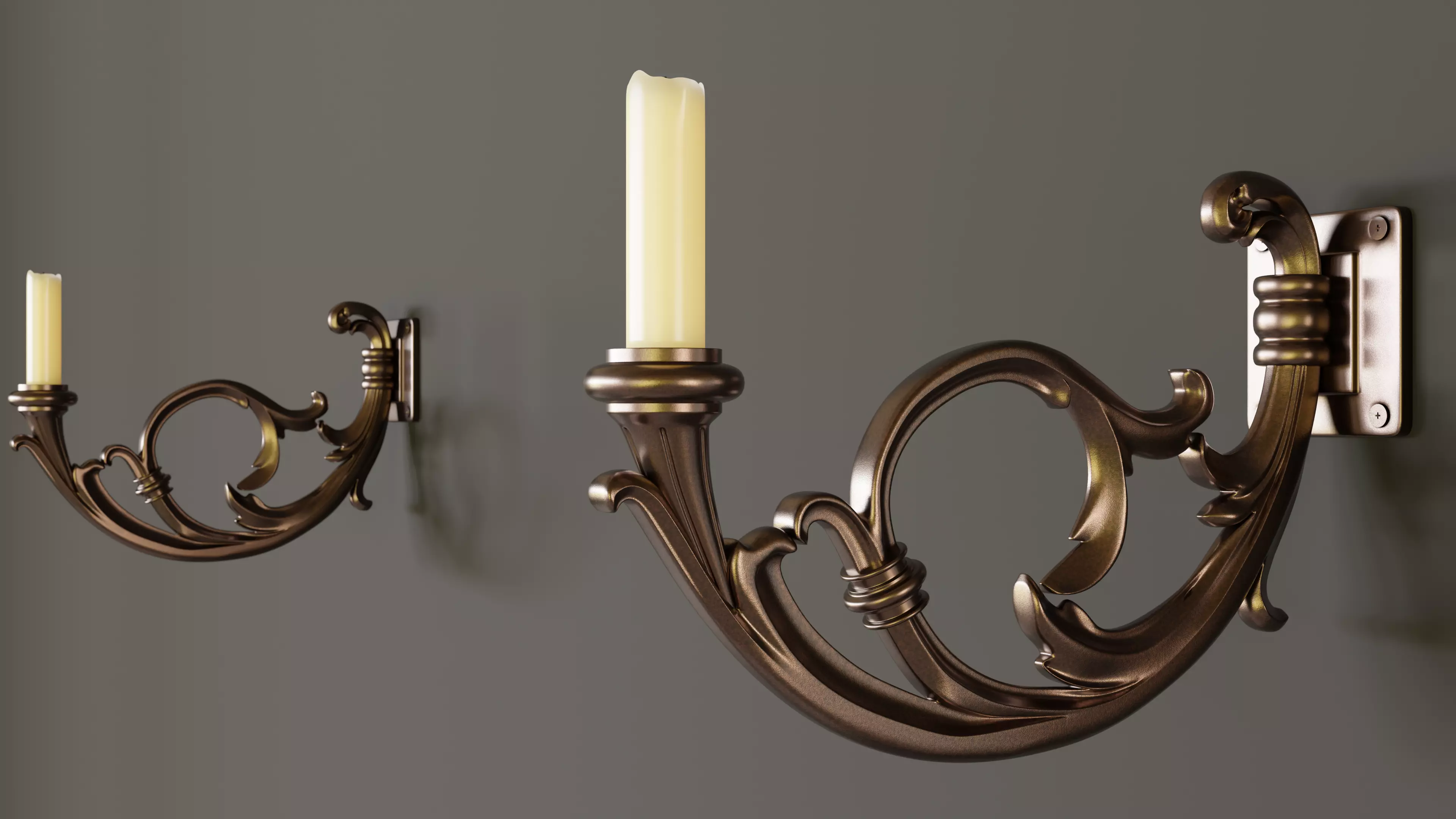 Classic wall candle lamp Free low-poly 3D model