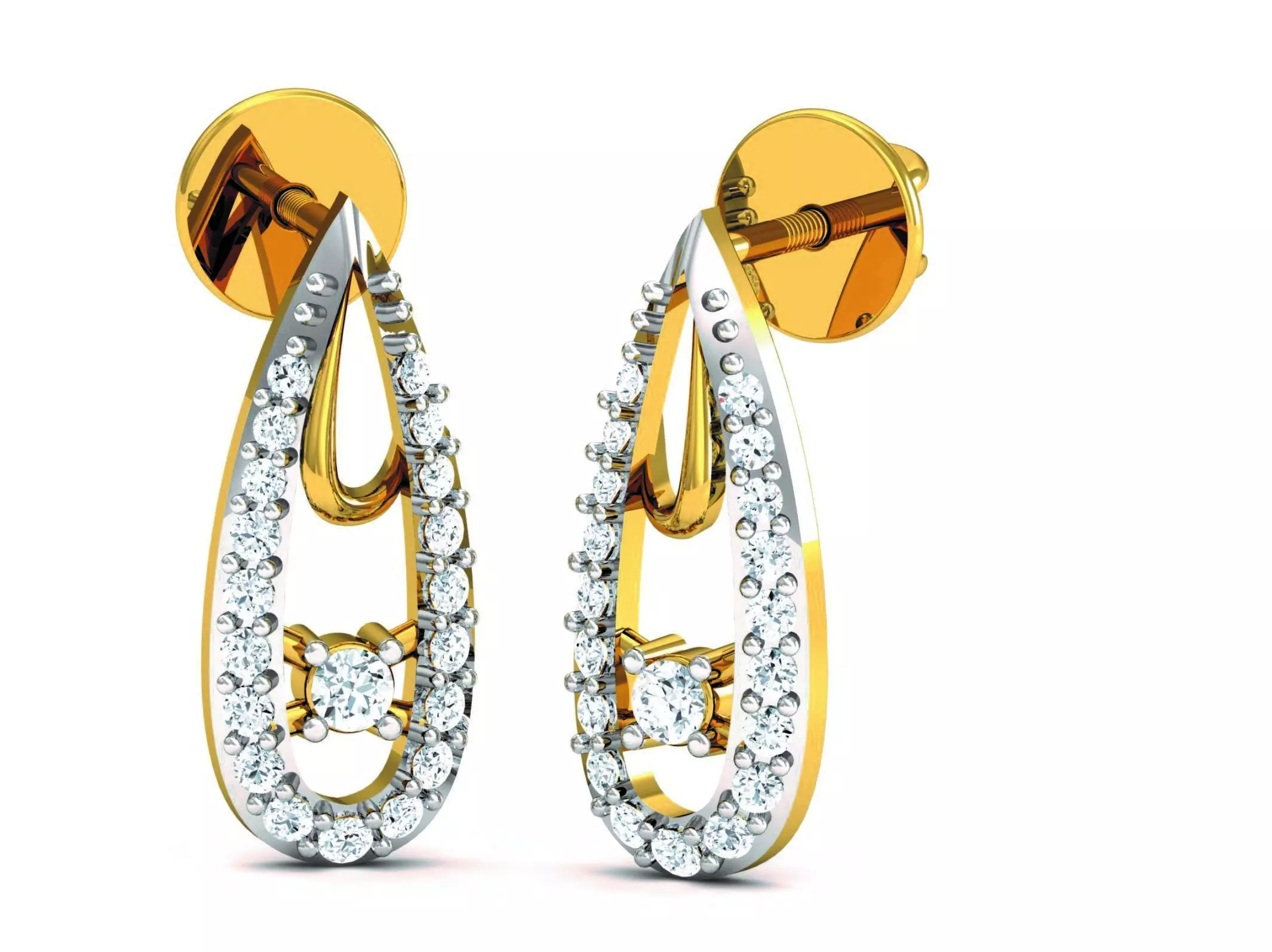 Solitaire Earrings 3DM STL OBJ FBX Render Details 3D print model