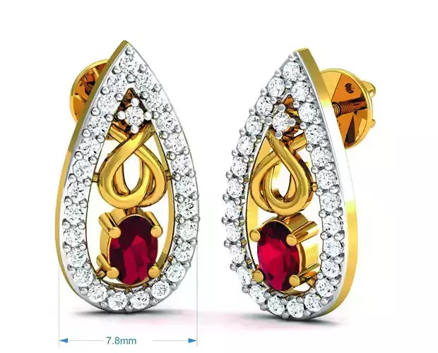 Solitaire Oval Diamond Earrings 3DM STL OBJ FBX Render Details 3D print model