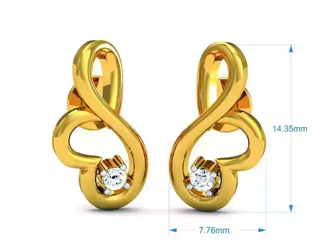 Solitaire Earrings 3DM STL OBJ FBX Render Details 3D print model