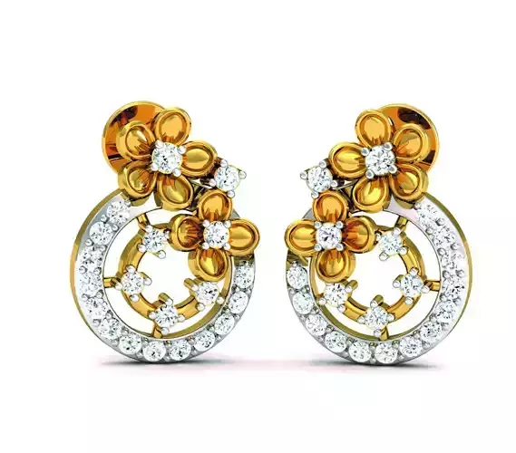 Solitaire Earrings 3DM STL OBJ FBX Render Details