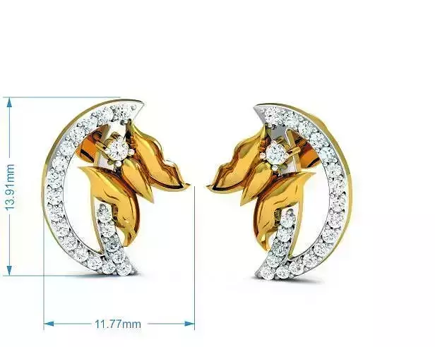 Solitaire Earrings 3DM STL OBJ FBX Render Details