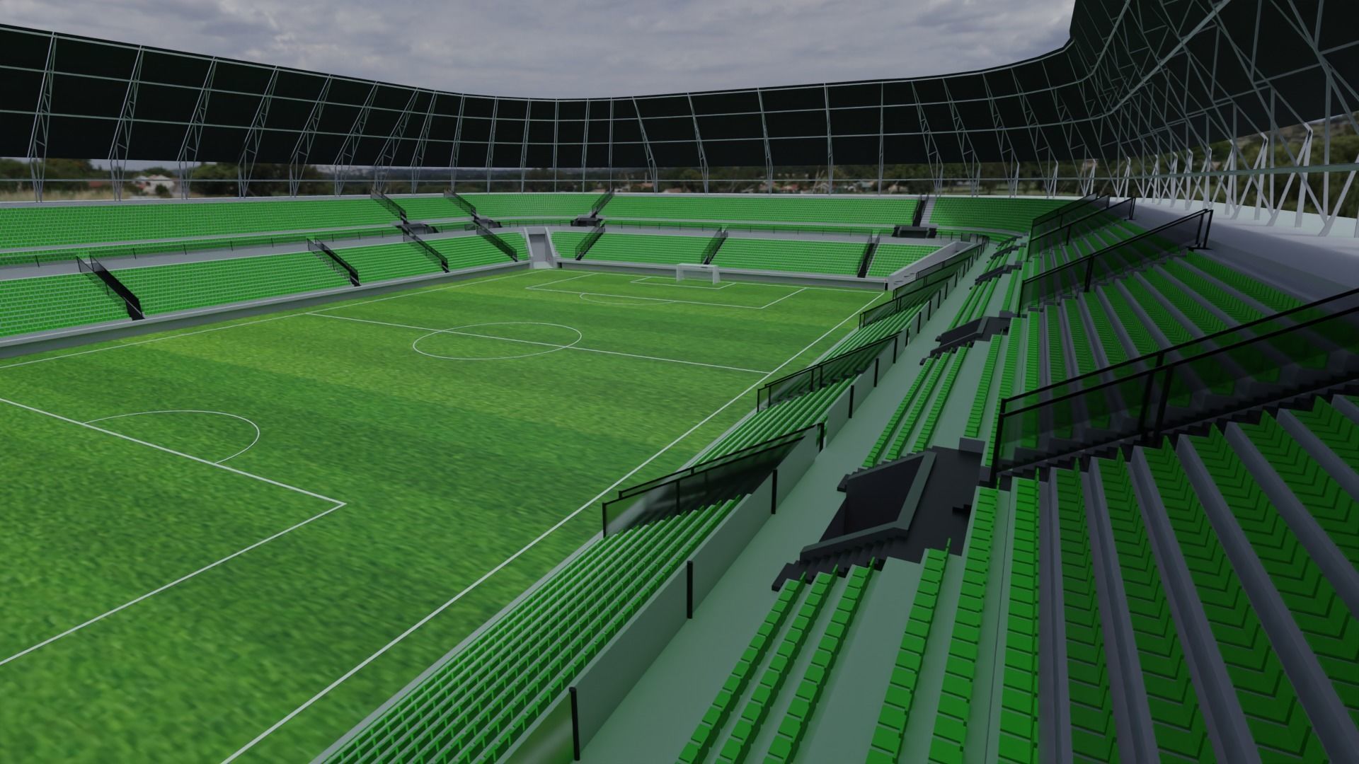 Football Stadium Low-poly 3D model_3