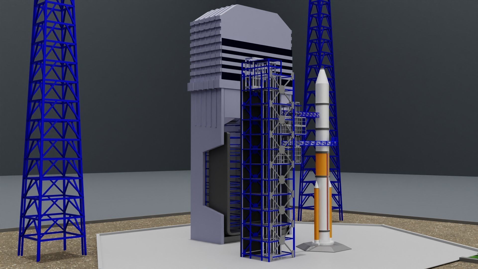 Space Center Launch Complex Low-poly 3D model_5