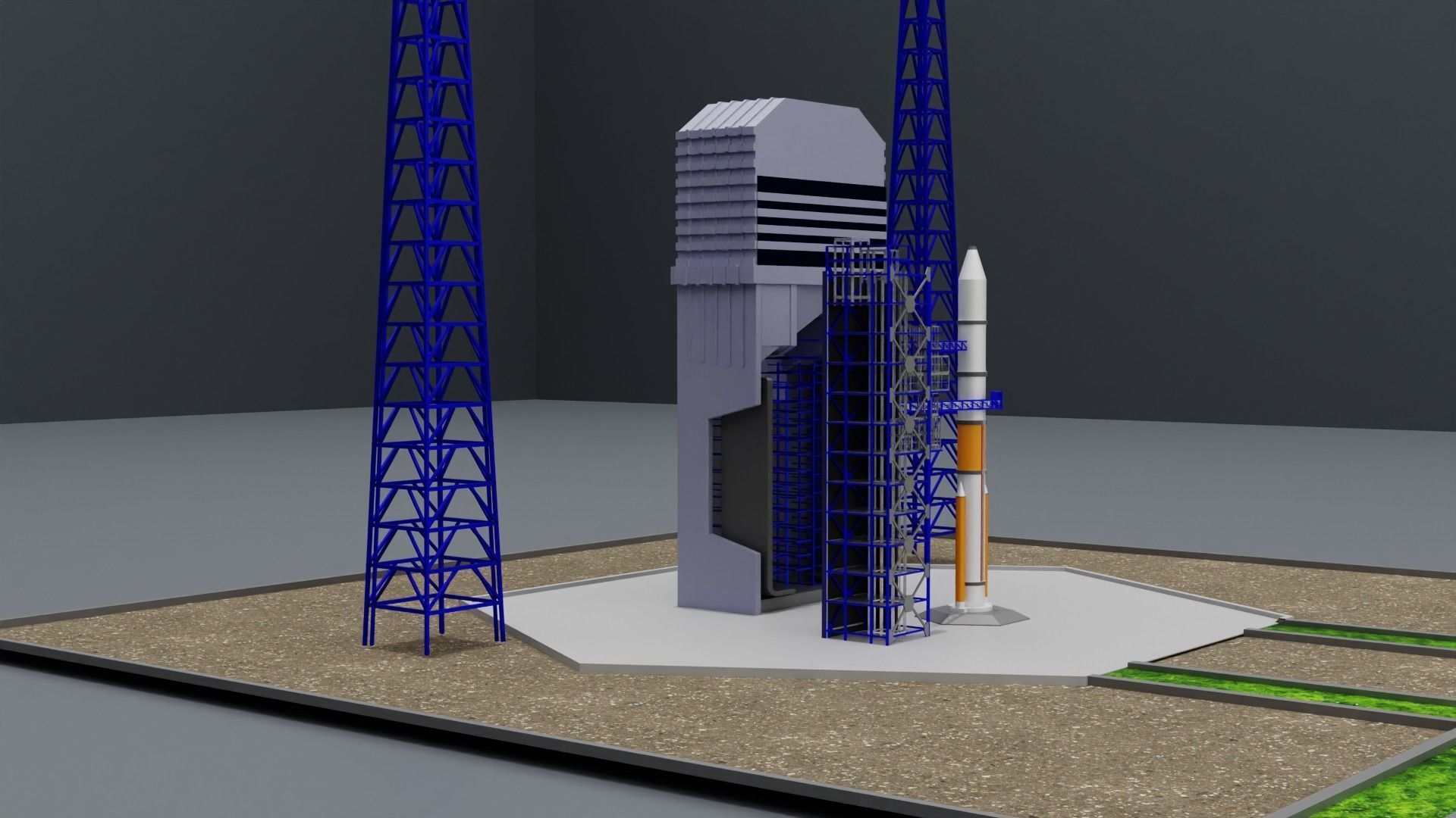 Space Center Launch Complex Low-poly 3D model_2