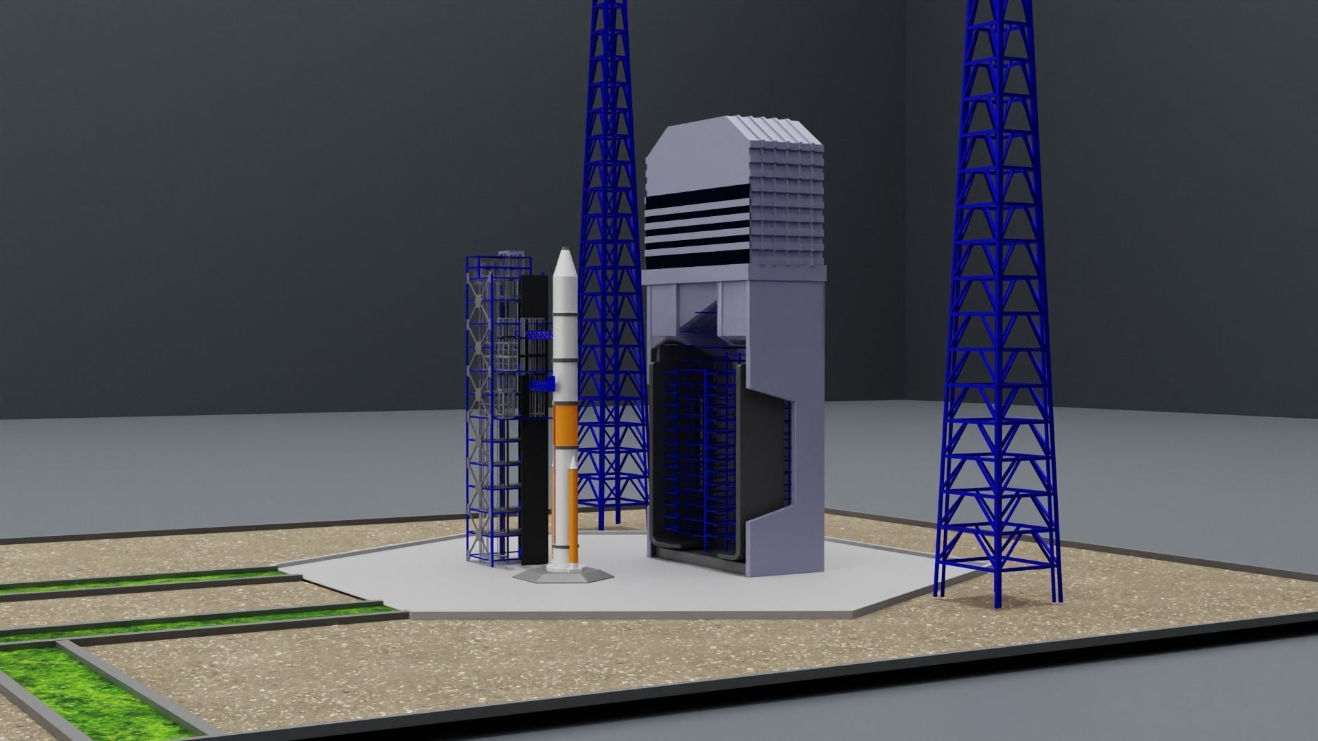 Space Center Launch Complex Low-poly 3D model_3