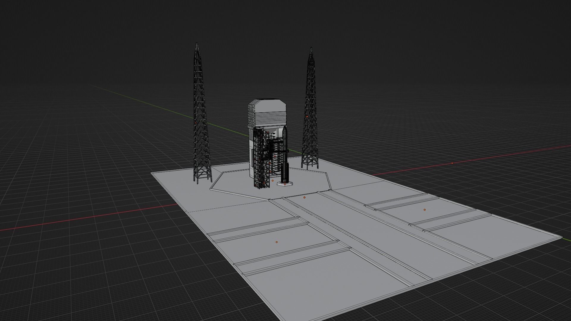 Space Center Launch Complex Low-poly 3D model_7