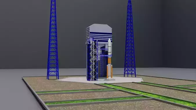 Space Center Launch Complex Low-poly 3D model