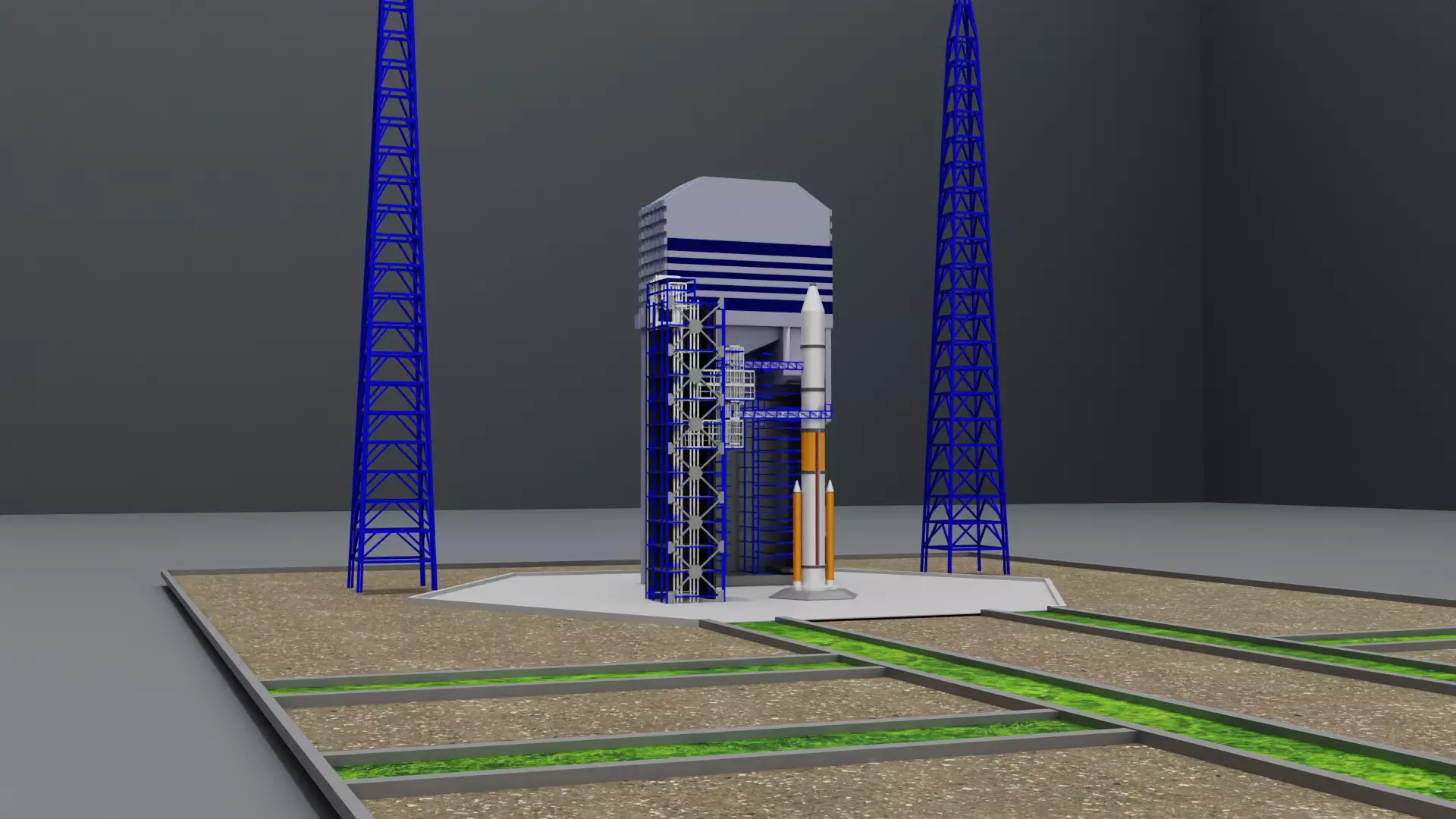 Space Center Launch Complex Low-poly 3D model_0