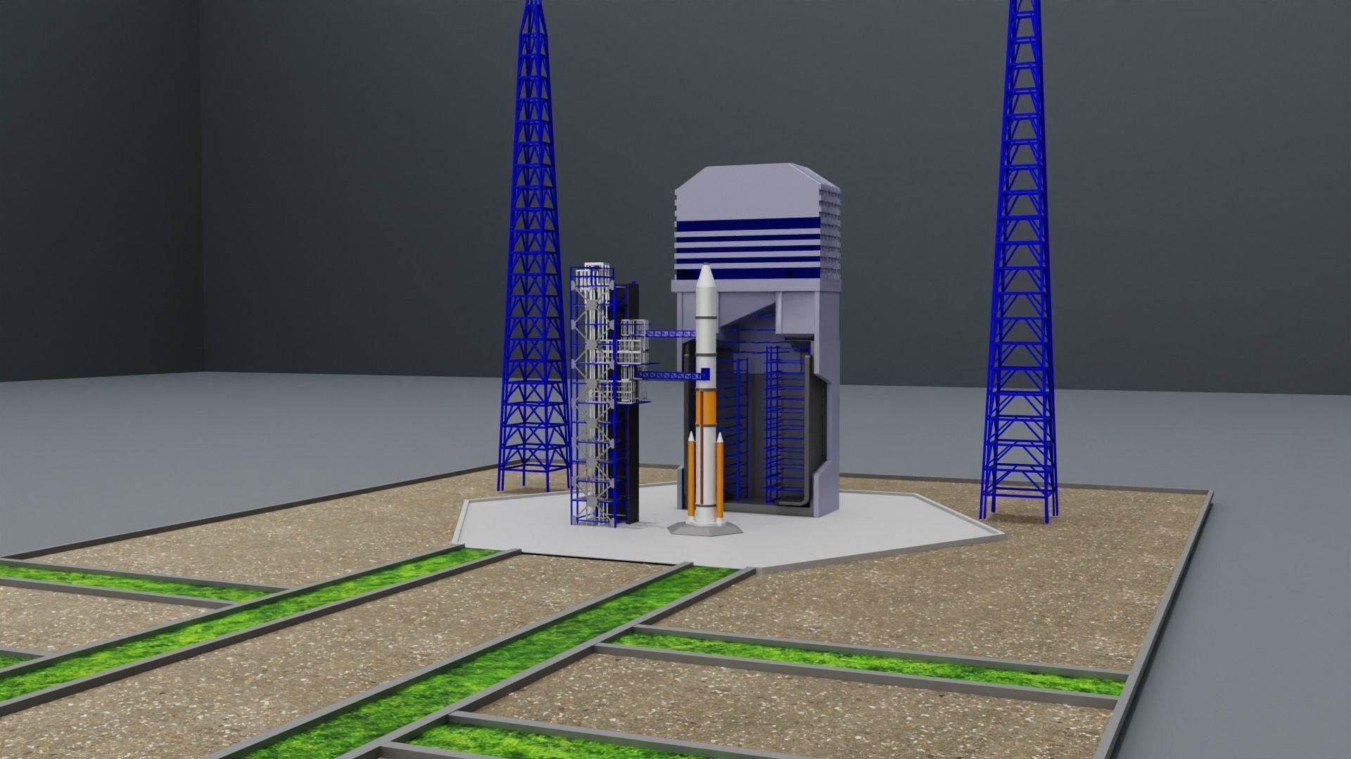 Space Center Launch Complex Low-poly 3D model_1