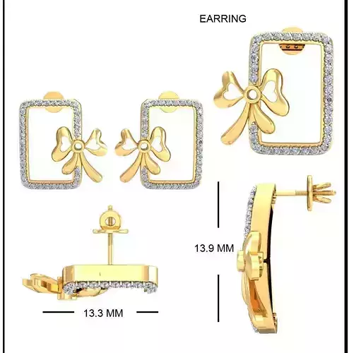 Solitaire Earrings 3DM STL OBJ FBX Render Details