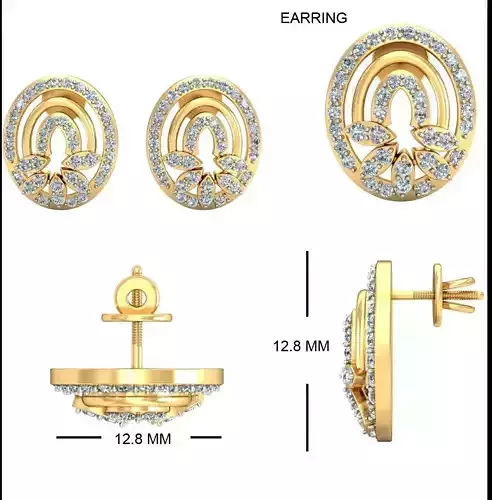 Solitaire Earrings 3DM STL OBJ FBX Render Details