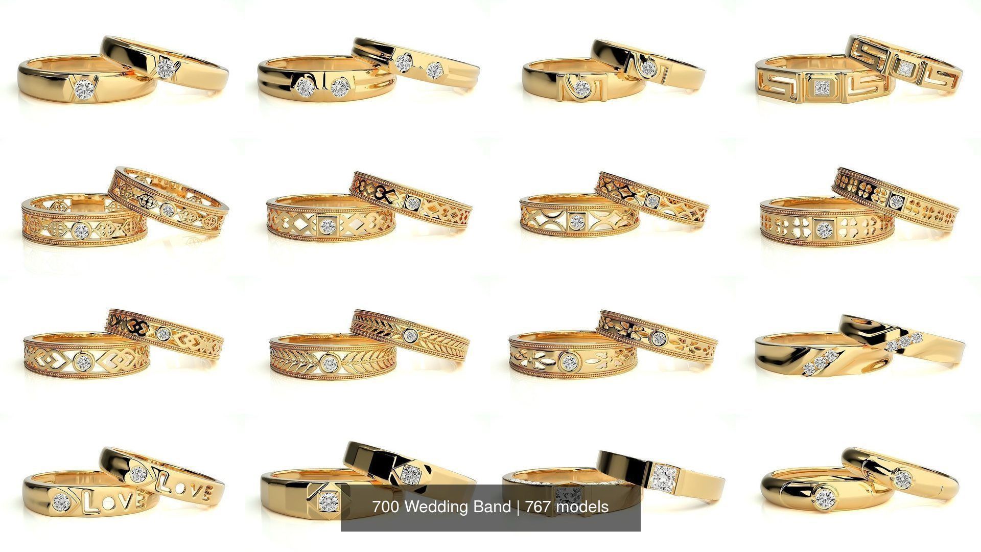 700 Wedding Band 3D Model Collection_4