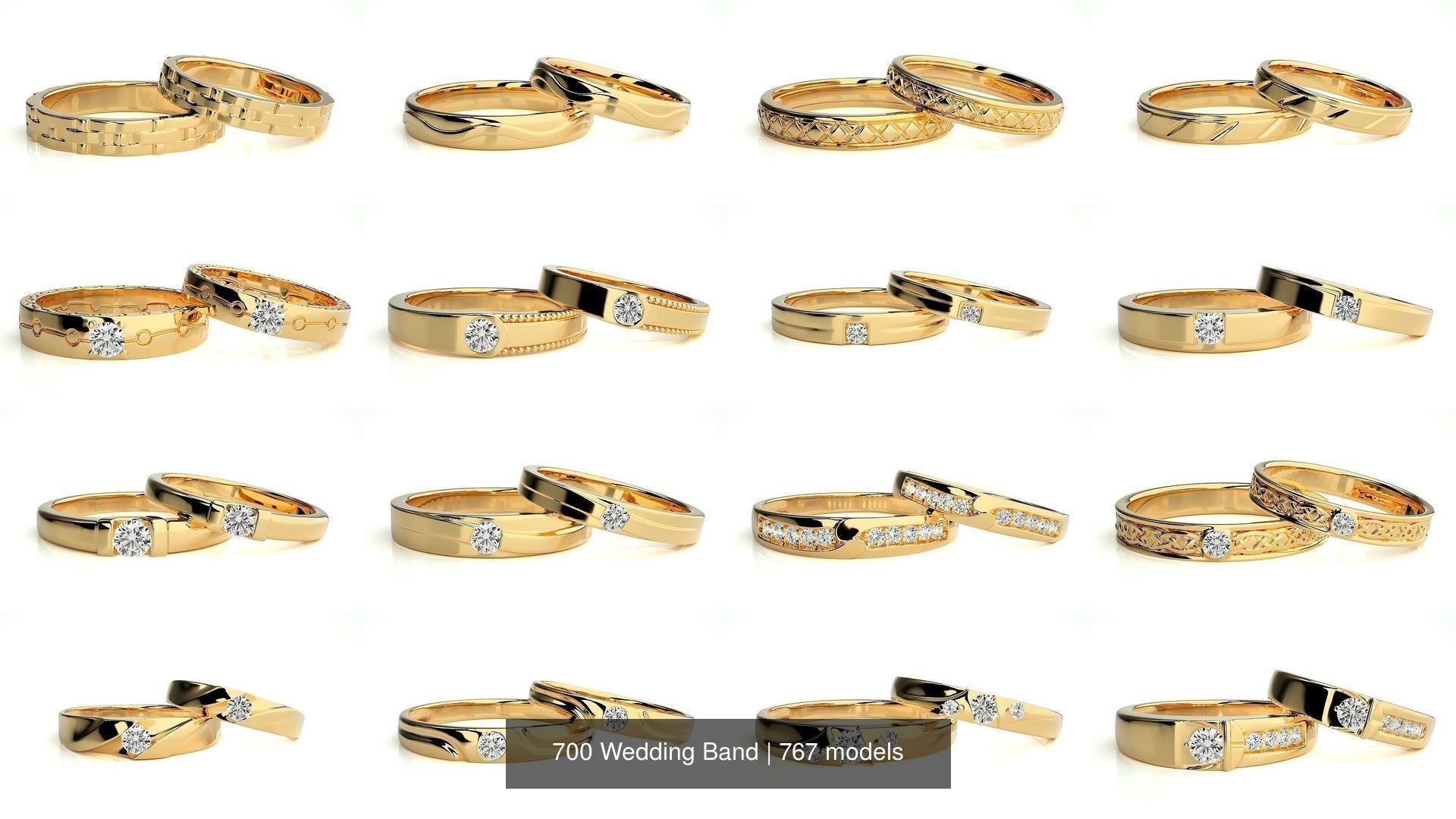 700 Wedding Band 3D Model Collection_8