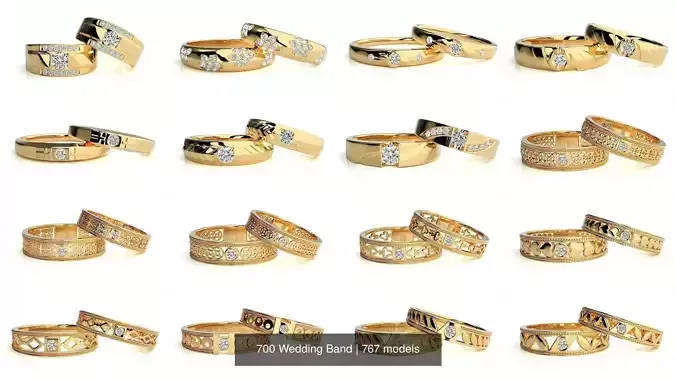 700 Wedding Band 3D Model Collection
